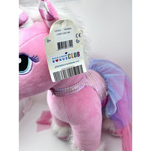 Build-A-Bear BABW 16” Candy Cane Swirl Unicorn Plush Stuffed Animal Toy W/ Dress - Picture 2 of 16